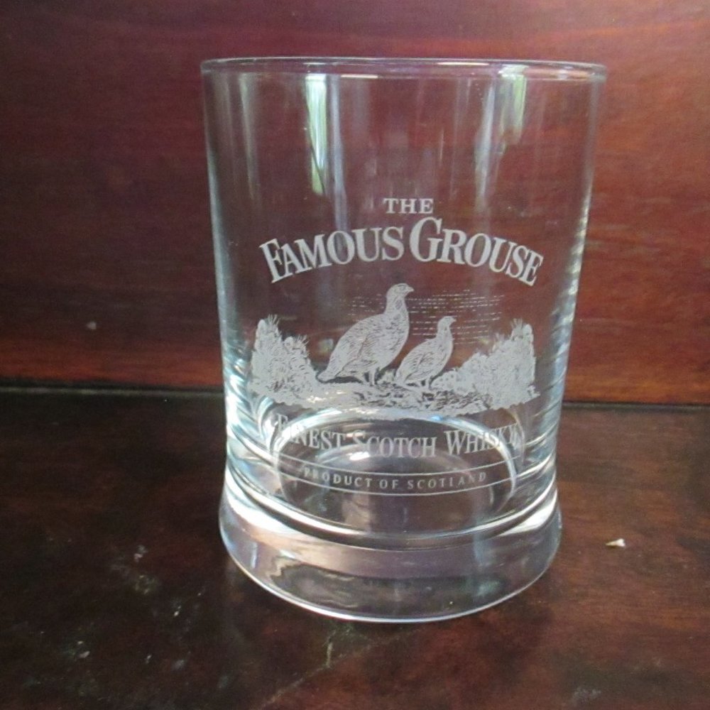 The Famous Grouse Scotch Etched Whiskey Glass Tumbler